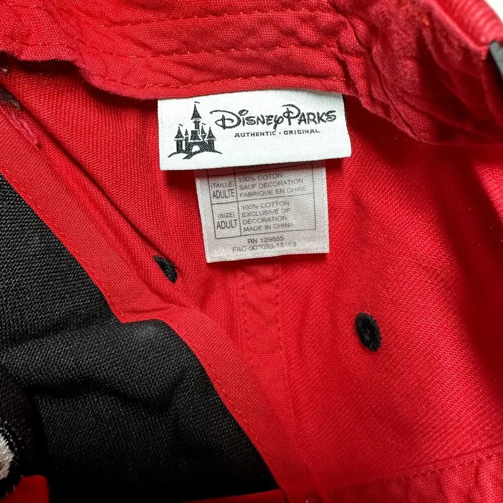 Disney Parks Snapback Cap Chevron Mickey Mouse Embroidered Red Black One Size
